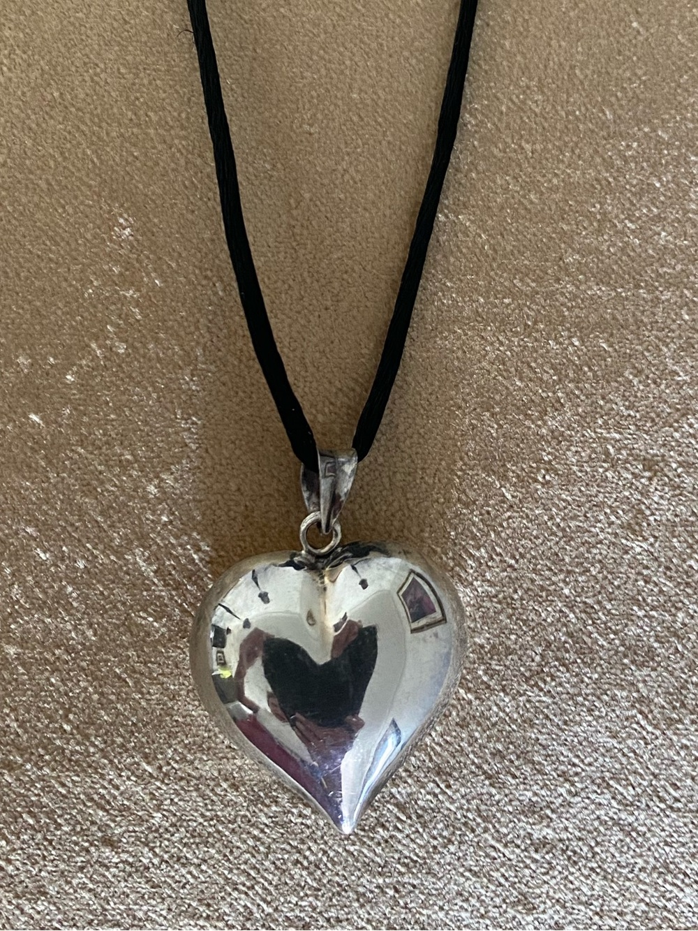 Vintage 925 Sterling Silver Puffy Heart Pendant